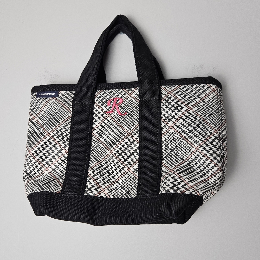 Lands' End Black and White Tote Bag